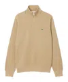 Lacoste Zip-up High Neck Interlock Sweatshirt In Brown