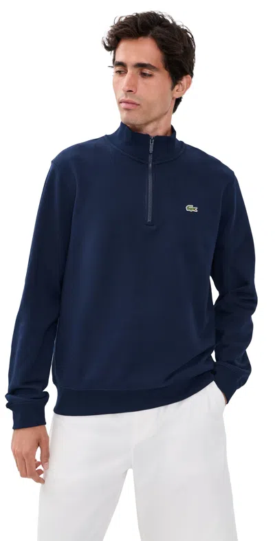 Lacoste Zip Up Sweatshirt Navy In Blue