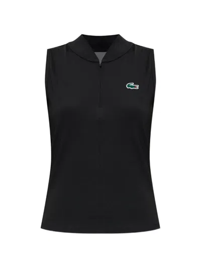 Lacoste Zip-fastening Sleeveless Performance Top In Black