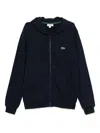 Lacoste Cotton Blend Fleece Zip Sweatshirt In Black