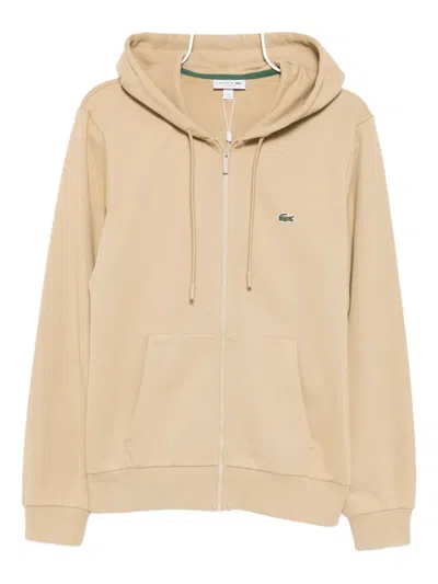 Lacoste Zipped Hoodie In Brown