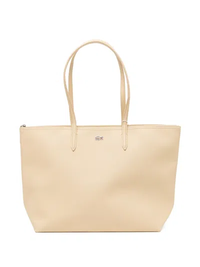 Lacoste Zipped Tote Bag In Nude