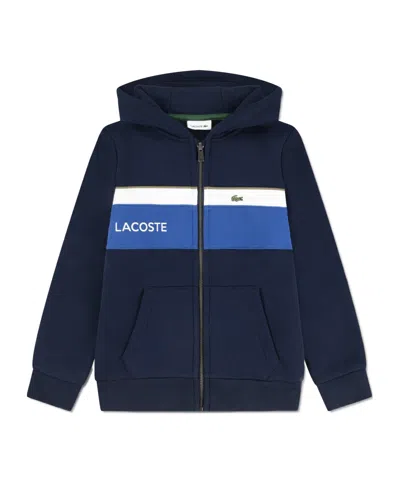 Lacoste Zipper Coat In Blue