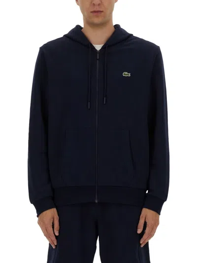 Lacoste Zipper Hoodie In Black