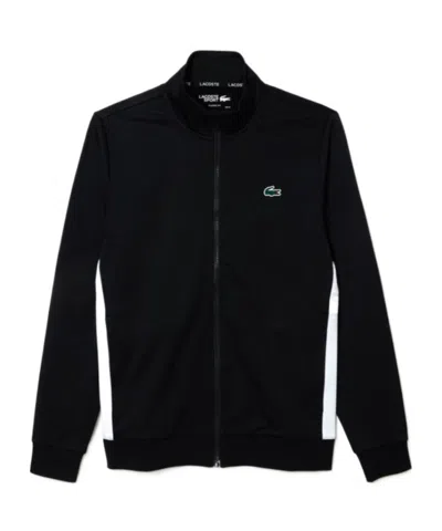 Lacoste Zippered Anti-tear Tennis Jersey In Black