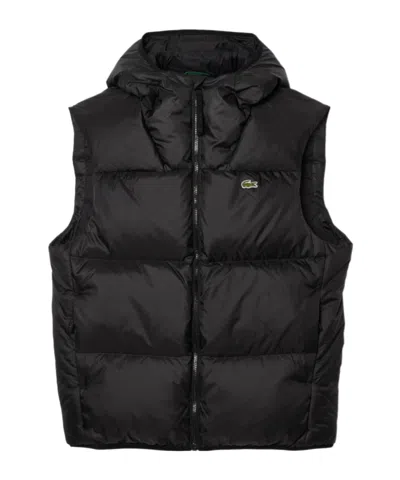 Lacoste Zippered Down Vest In Black