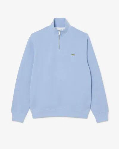 Lacoste Zippered Stand-up Collar Cotton Sweatshirt In Blue