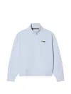 Lacoste Zip-up Collared Sweatshirt In Blue