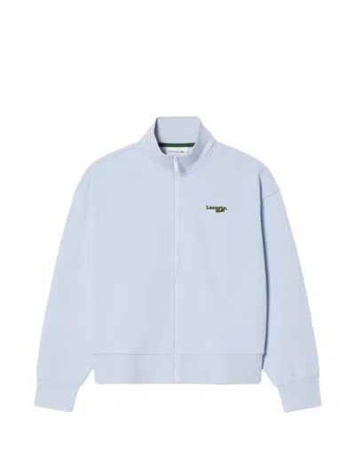 Lacoste Zip-up Collared Sweatshirt In Blue