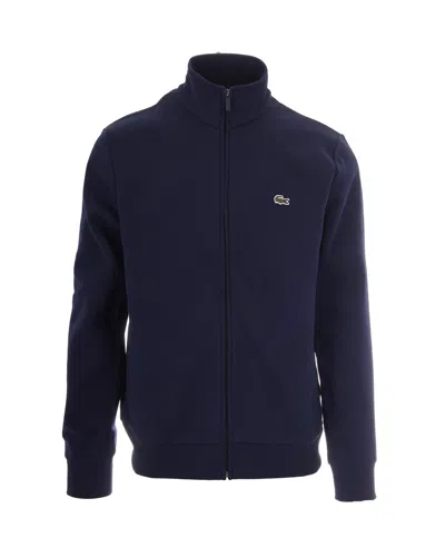 Lacoste Zip-up Cotton-blend Sweatshirt In Blue