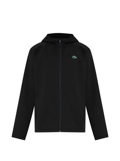 Lacoste Ultra Dry Stretch Zipped Sport Midlayer In Black