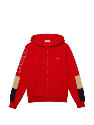 Lacoste Zip-up Hoodie In Red