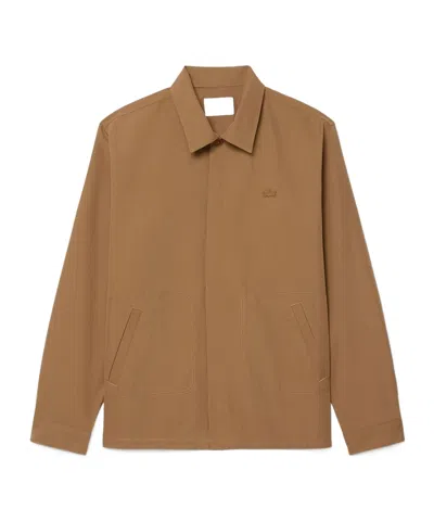 Lacoste Zipup Overshirt Jacket In Brown