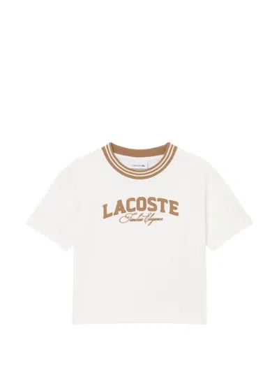 Lacoste Kids' -branded Cotton T-shirt In 화이트