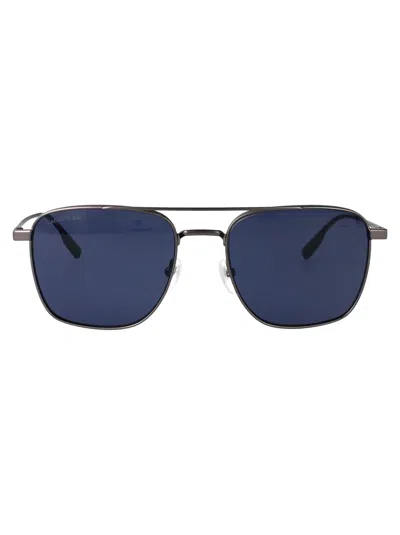 Lacoste Matte Dark Gunmetal Metal Sunglasses In Black