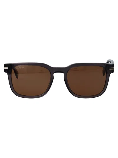 Lacoste Transparent Grey Acetate Sunglasses In Brown
