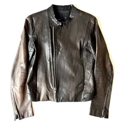 Pre-owned Lad Musician Leather Biker Jacket In Black