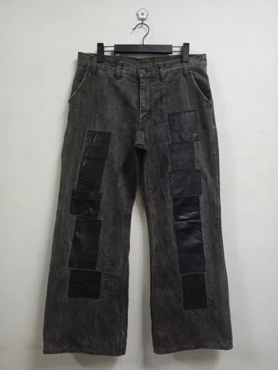 Pre-owned Lad Musician Vintage Japanese  Baggy Leather Patched Jeans In Black