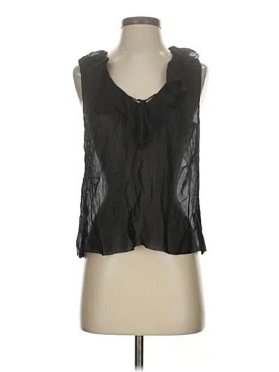 Pre-owned Ladaire Sleeveless Silk Top Black Plunge Neckline Tops