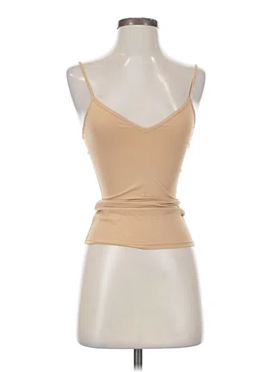 Pre-owned Ladaire Tank Top Tan Strapless Neckline Tops In Brown