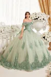 Ladivine 15701 Long Ball Gown Quinceanera Dresses In Green