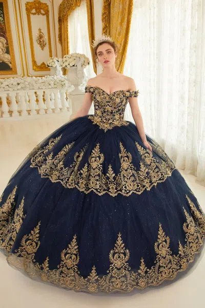 Ladivine 15705 Ball Gown Long Lace Quinceanera Dress In Multi