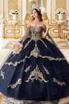 Ladivine 15711 Long Applique Glitter Quinceanera Ball Gown In Multi