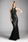 Ladivine 62495 Long Formal Sequin Fitted Prom Dress In Black