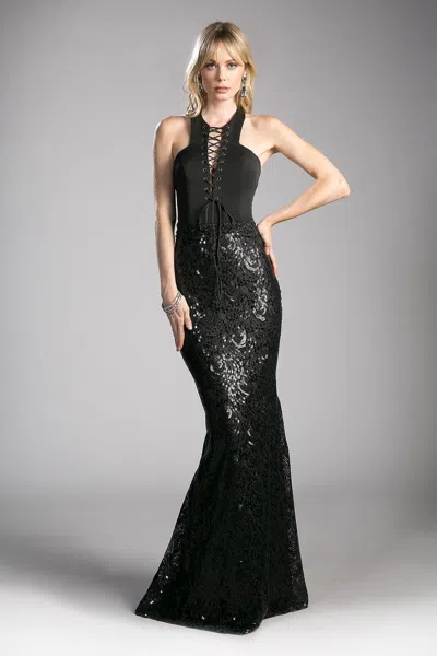 Ladivine 62495 Long Formal Sequin Fitted Prom Dress In Black