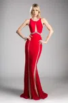 Ladivine 62806 Formal Long Beaded Evening Prom Dress In Red