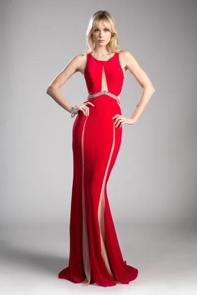Ladivine 62806 Formal Long Beaded Evening Prom Dress In Red