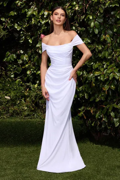 Ladivine 7433w Simple Long Bridal Gown Fitted Wedding Dress In White