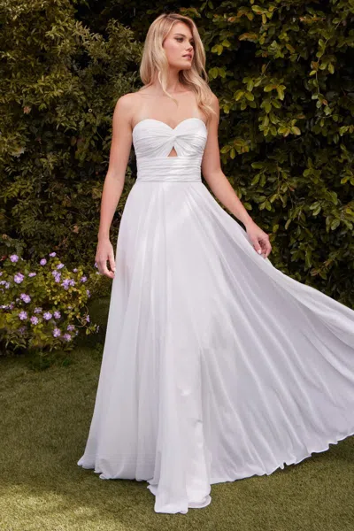 Ladivine 7435w Long Simple A Line Wedding Dress In White