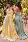 Ladivine 7449 A Line Long Formal Slit Prom Dress