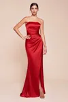 Ladivine 7451 Long Formal Fitted Prom Evening Dress In Red