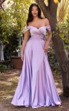 Ladivine 7493 Long Formal A Line Slit Prom Dress In Purple