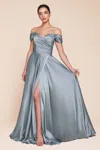 Ladivine 7493c Plus Size Long Formal Dress In Blue