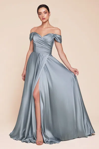 Ladivine 7493c Plus Size Long Formal Dress In Blue