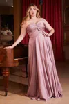 Ladivine 7496c Plus Size Long Formal Strapless Satin A Line Prom Dress In Purple