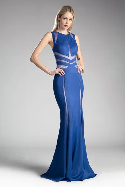 Ladivine 84792 Fitted Evening Long Formal Prom Dress In Blue