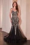 Ladivine 9317 Long Mermaid Formal Beaded Prom Dress In Black
