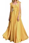 Ladivine A-line Satin Low Back Prom Dress In Yellow In Yellow
