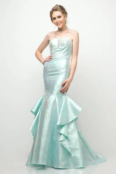 Ladivine A5033 Long Formal Ruffle Mermaid Prom Dress In Green