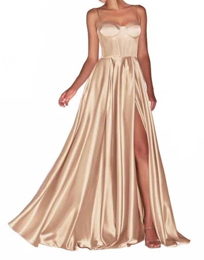 Ladivine A-line Bustier Maxi Dress In Champagne In Gold
