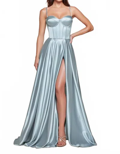 Ladivine A-line Bustier Maxi Dress In Light Blue