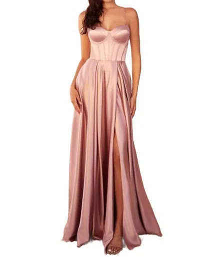 Ladivine A-line Bustier Maxi Dress In Mauve In Pink