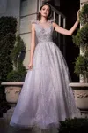 Ladivine B704 A Line Beaded Long Formal Evening Dress In Pink