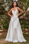 Ladivine Bd104w Ravishing Cowl A-line Satin Wedding Gown In White