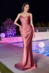 Ladivine Bd7044 Fitted Long Evening Gown In Brown