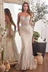 Ladivine By Cinderella Divine Cd847 Long Formal Beaded Corset Mermaid Prom Gown
